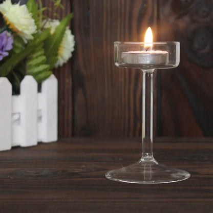 European High Candlestick Glass Candle Holder Romantic Dinner Decoration CLH@8