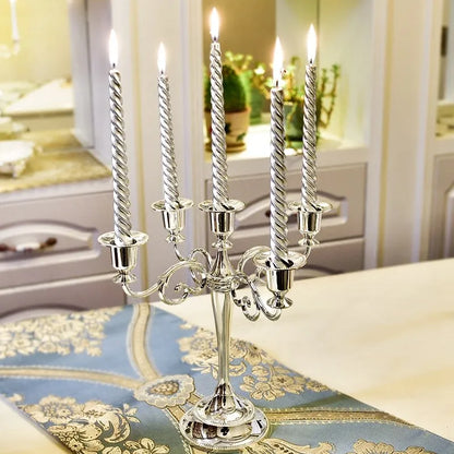 Silver Gold Black Bronze Metal Candlestick Holder Retro 3-Arm Dinner Candelabra Wedding Home Decor Candelabra