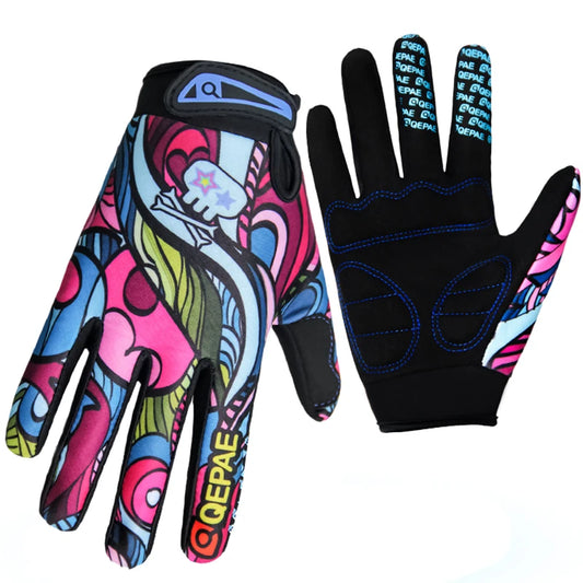 Wholesale Print Cycling Gloves Bike Bicycle Sports Full Finger Hiking Gloves Mesh GEL Winter Gloves Women