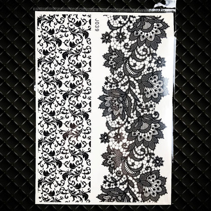 1 pieza de pegatinas de tatuaje de henna grandes para boda GBJ206, pasta de henna con encaje de tinta negra, tatuaje temporal de flores para novias y fiestas para mujeres, 21 x 15 cm