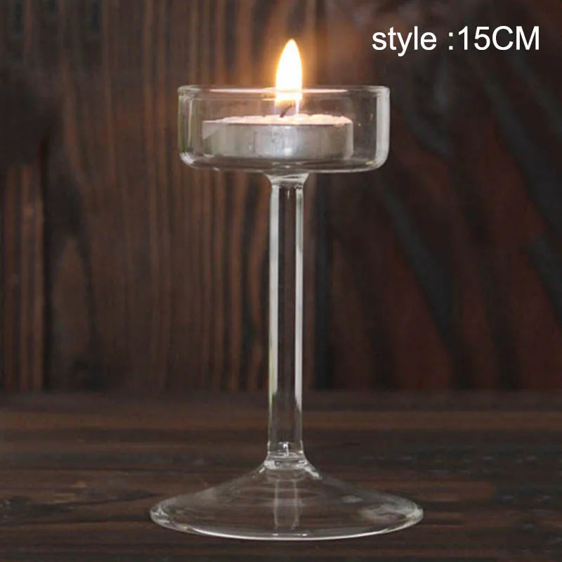 European High Candlestick Glass Candle Holder Romantic Dinner Decoration CLH@8