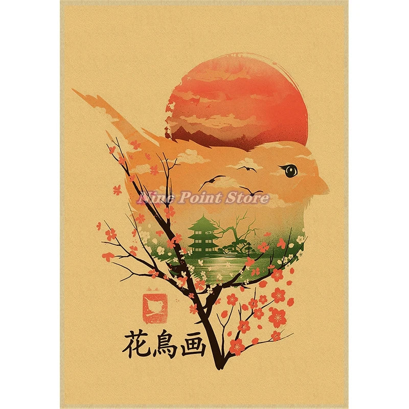 Japanese creativity Kraft Paper Painting Posters And Prints Wall Picture For Living Room Abstract Decorative Home Decor