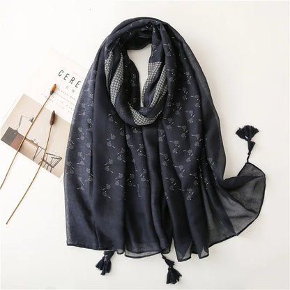 90*180cm Fashion high-grade flowers Cotton and linen female Polyester scarf printing gift custom national wind shawl beach towel