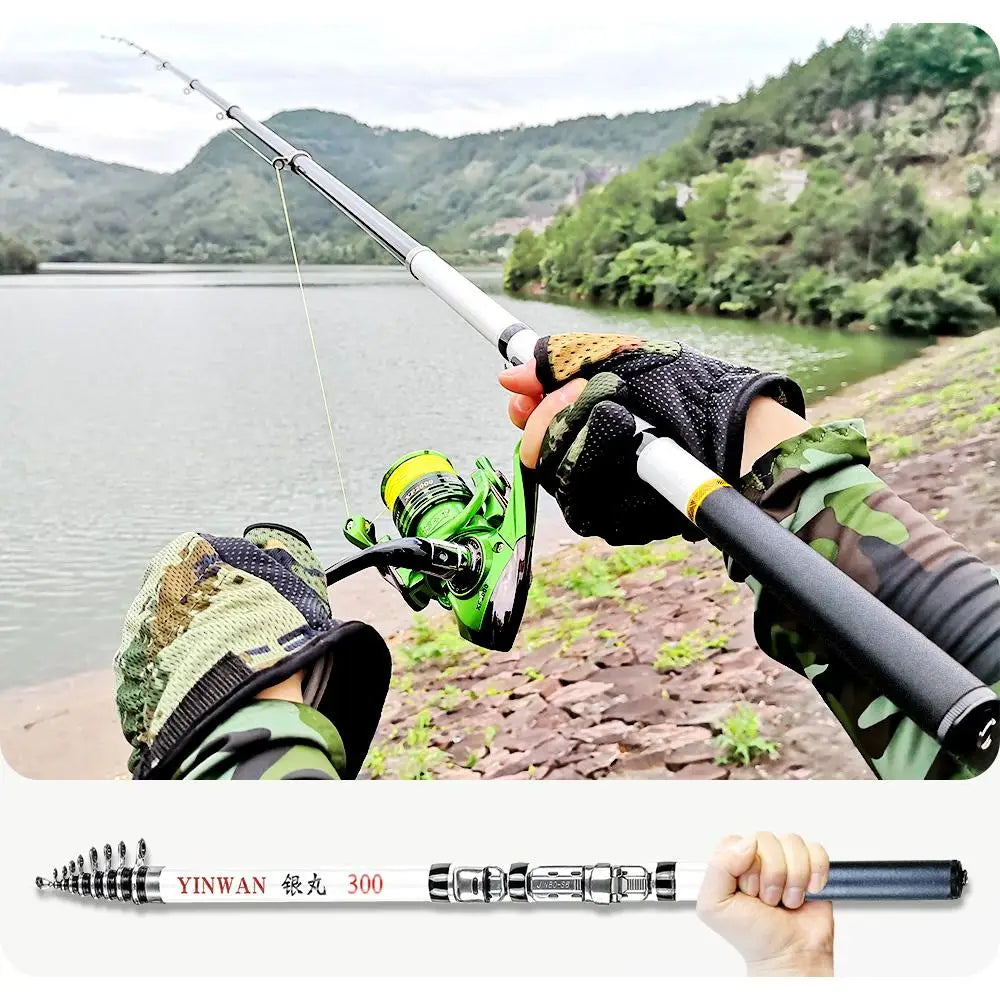 JOSBY Spinning Rod Rock Fishing Carbon Fiber Mini Telescopic Portable 1.5/1.8/2.1/2.4/2.7/3.0M