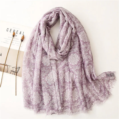 90*180cm Fashion high-grade flowers Cotton and linen female Polyester scarf printing gift custom national wind shawl beach towel