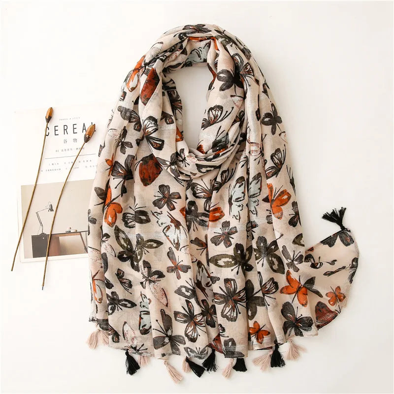 90*180cm Fashion high-grade flowers Cotton and linen female Polyester scarf printing gift custom national wind shawl beach towel