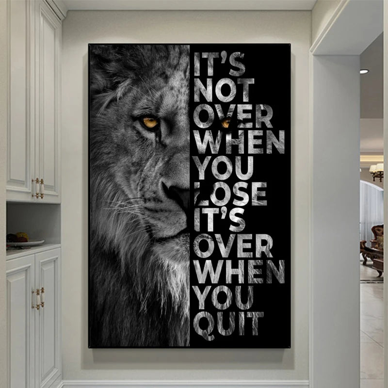 Canvas Painting Wild Lion Letter Motivational Quote Art Posters and Prints on Canvas Decorative Wall Art Picture for Home Decor