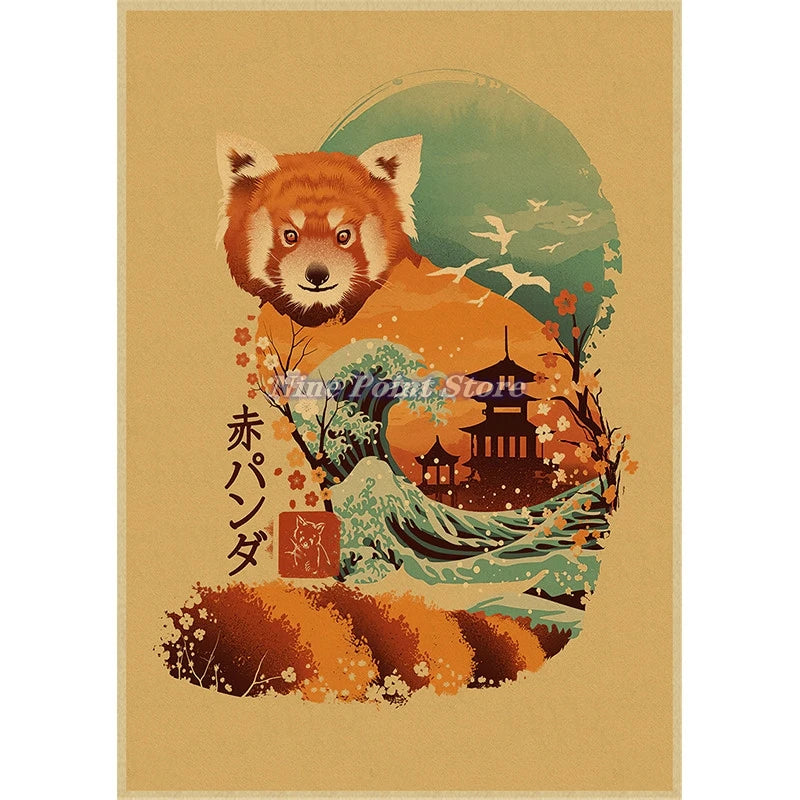 Japanese creativity Kraft Paper Painting Posters And Prints Wall Picture For Living Room Abstract Decorative Home Decor