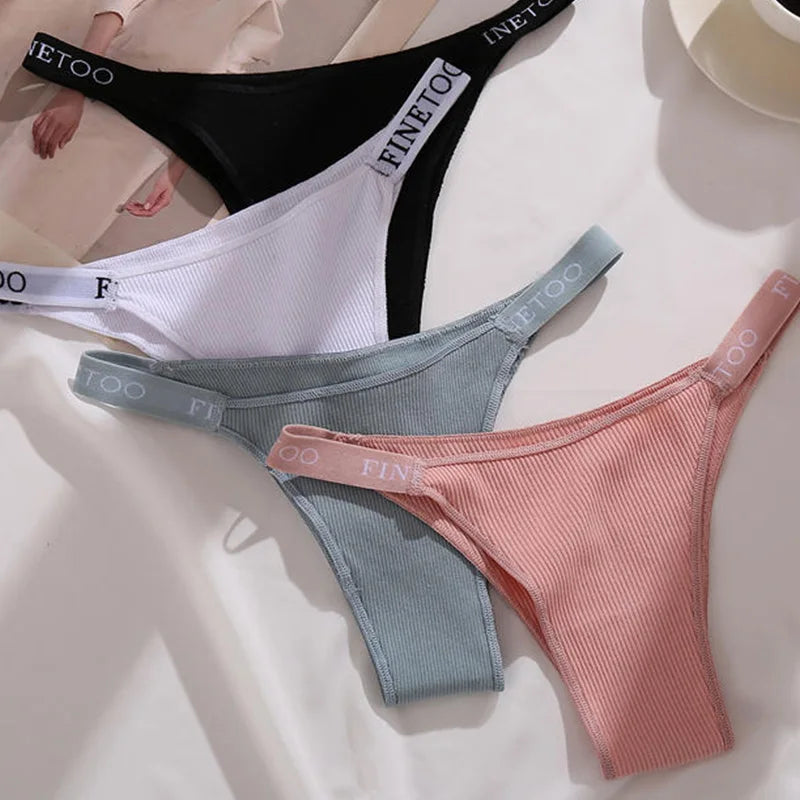 3PCS/Set Cotton Panties Briefs Women Underpants Female Sexy Panties Thong Women's Pantys Underwear Solid Color Intimate Lingerie