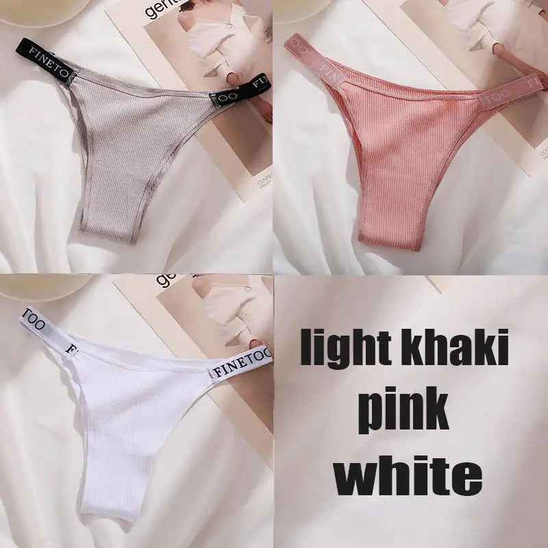 3PCS/Set Cotton Panties Briefs Women Underpants Female Sexy Panties Thong Women's Pantys Underwear Solid Color Intimate Lingerie