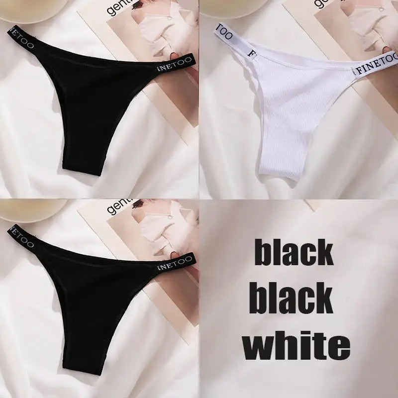 3PCS/Set Cotton Panties Briefs Women Underpants Female Sexy Panties Thong Women's Pantys Underwear Solid Color Intimate Lingerie