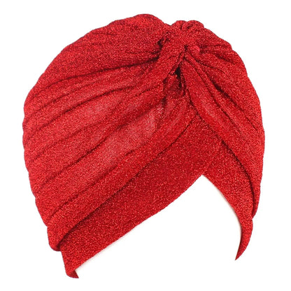 Women Shiny Silver Gold Knot Twist Turban Headbands Cap Autumn Winter Warm Headwear Casual Streetwear Female Muslim Indian Hats