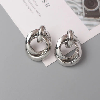 Fashion Metal Women Drop Earrings Hollow Geometric Dangle Earrings for Girls Punk Round Earrings Fashion Brincos Gift