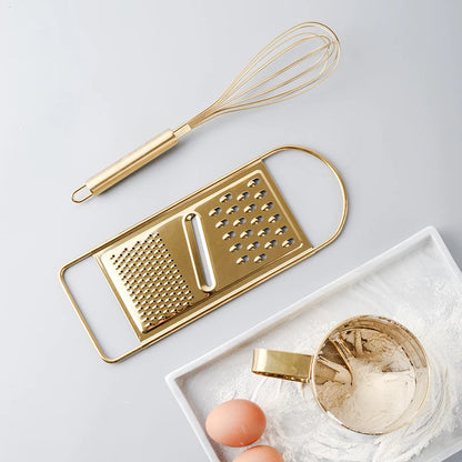 Originality Kitchen Baking Tool Suit Golden Stainless Steel Whisk Screening Cup Of Scraper Egg Powder Mixer Stirring Rotary 1pc