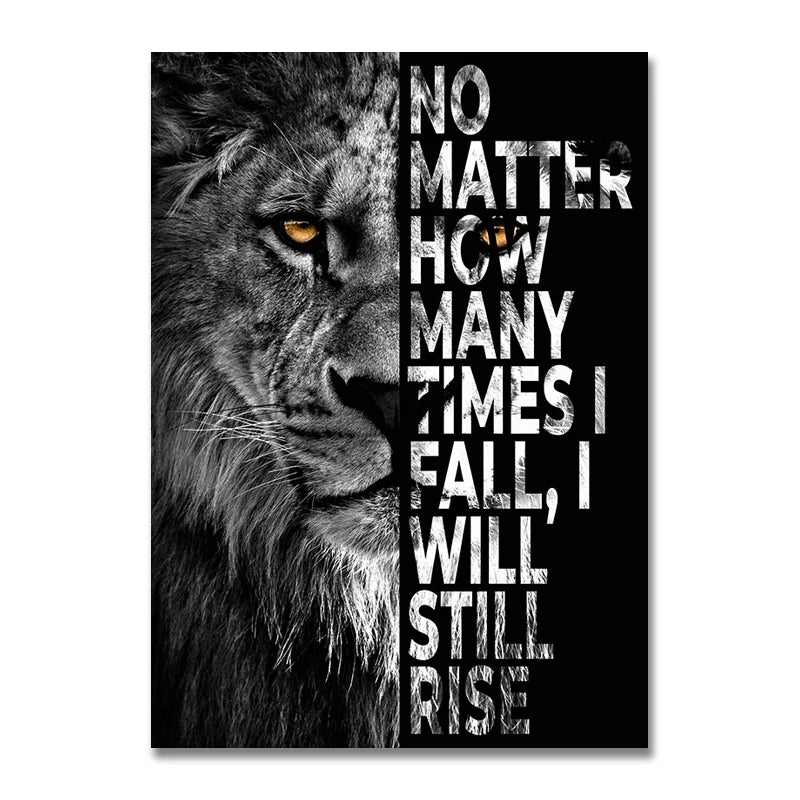 Canvas Painting Wild Lion Letter Motivational Quote Art Posters and Prints on Canvas Decorative Wall Art Picture for Home Decor