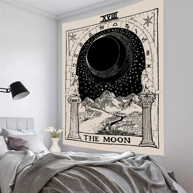 Mandala Tarot Card Tapestry Wall Hanging Sun Moon Tapestries Astrology Witchcraft Divination Cloth Carpet Home Room Decor