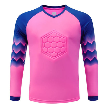 2021 Nuevo uniforme de entrenamiento de fútbol para hombres, uniforme de portero, conjunto de camiseta de fútbol para niños, camisa protectora de esponja de manga larga, pantalones