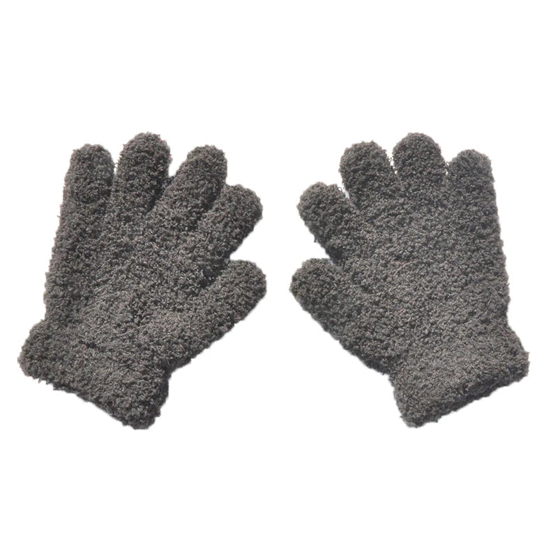 Warm Plush Thick Warm Baby Gloves Winter Plus Velvet Mittens Children Kid Coral Fleece Full Finger Gloves For 1-4Y Kids Gloves