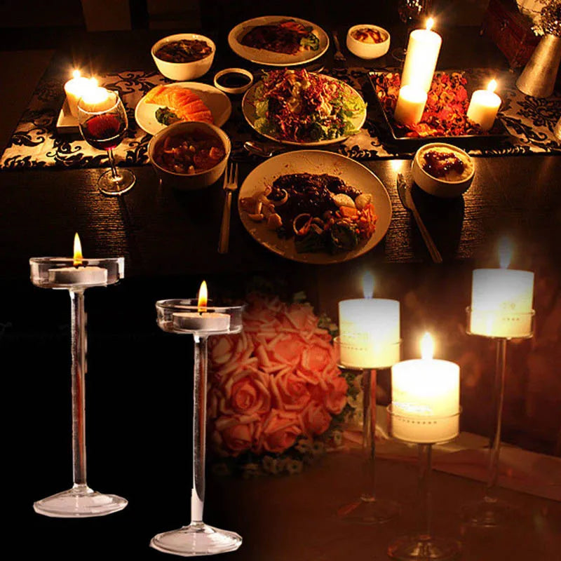 European High Candlestick Glass Candle Holder Romantic Dinner Decoration CLH@8