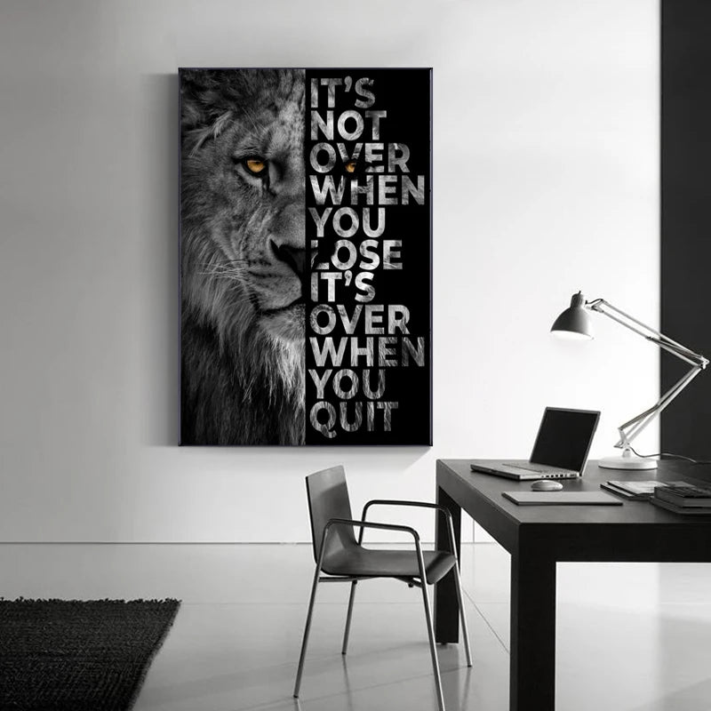 Canvas Painting Wild Lion Letter Motivational Quote Art Posters and Prints on Canvas Decorative Wall Art Picture for Home Decor