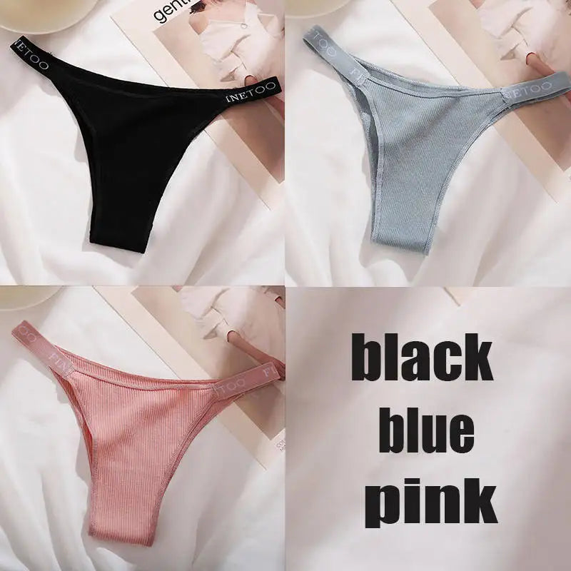 3PCS/Set Cotton Panties Briefs Women Underpants Female Sexy Panties Thong Women's Pantys Underwear Solid Color Intimate Lingerie