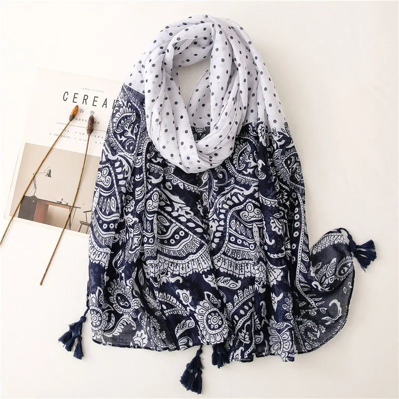 90*180cm Fashion high-grade flowers Cotton and linen female Polyester scarf printing gift custom national wind shawl beach towel