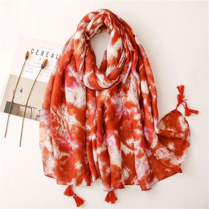 90*180cm Fashion high-grade flowers Cotton and linen female Polyester scarf printing gift custom national wind shawl beach towel