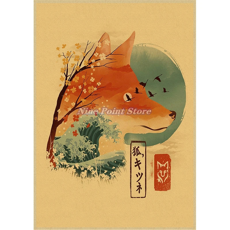 Japanese creativity Kraft Paper Painting Posters And Prints Wall Picture For Living Room Abstract Decorative Home Decor