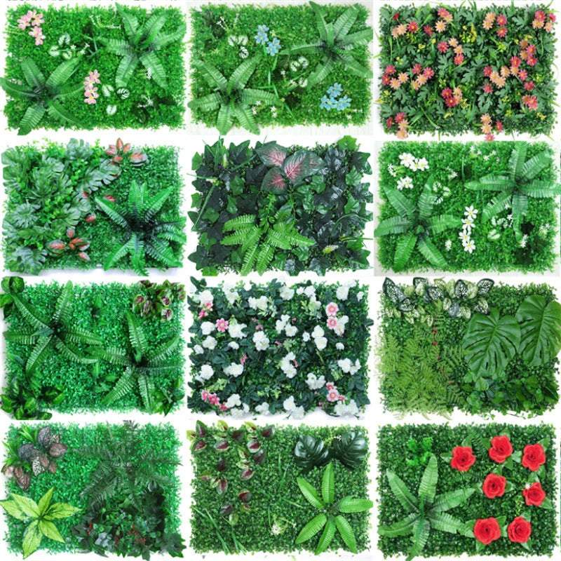 40X60cm Green Artificial Plants Wall DIY Background Decoration Simulation Grass Leaf Office Outdoor Garden Decor Flower Wall