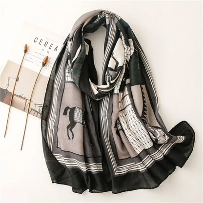 90*180cm Fashion high-grade flowers Cotton and linen female Polyester scarf printing gift custom national wind shawl beach towel