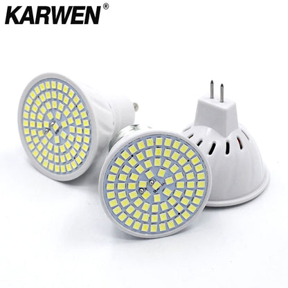 KARWEN  MR16 GU10 E27 E14 Lampada LED Bulb 220V 240V Bombillas LED Lamp 48 60 80 LED Spotlight 2835 SMD Lampara light