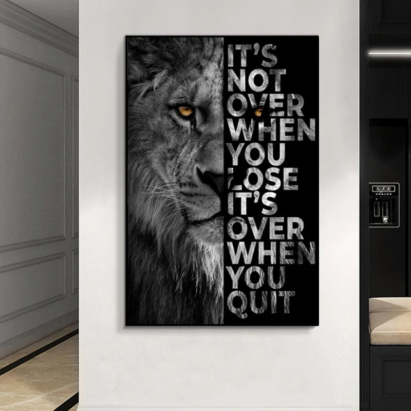 Canvas Painting Wild Lion Letter Motivational Quote Art Posters and Prints on Canvas Decorative Wall Art Picture for Home Decor