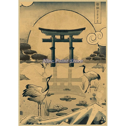 Japanese creativity Kraft Paper Painting Posters And Prints Wall Picture For Living Room Abstract Decorative Home Decor