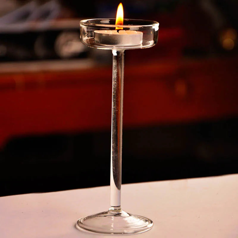 European High Candlestick Glass Candle Holder Romantic Dinner Decoration CLH@8