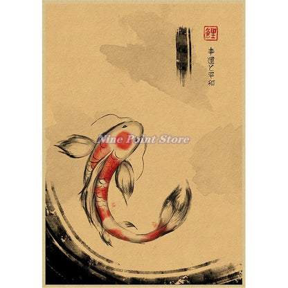 Japanese creativity Kraft Paper Painting Posters And Prints Wall Picture For Living Room Abstract Decorative Home Decor