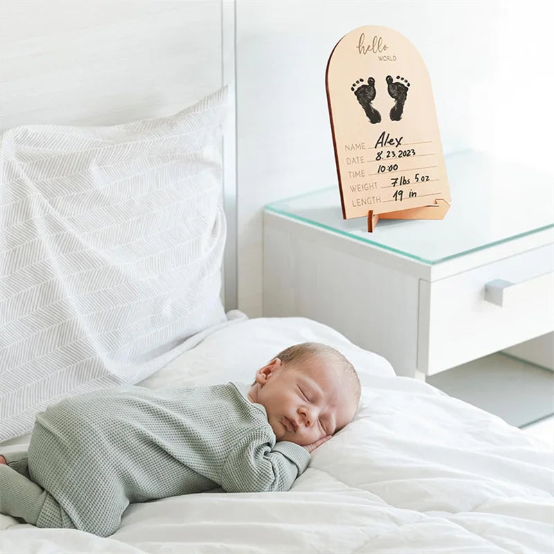 Wooden Fashion double-sided Logo Sided Ultrasonic Photo Frame Stand Firm Announcing Pregnancy Commemorating New Baby Countdown