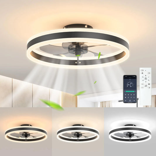 LED Ceiling Fans with Lights Modern Ceiling Fan with Light and Remote Indoor Ceiling Fan for Living Room Patio