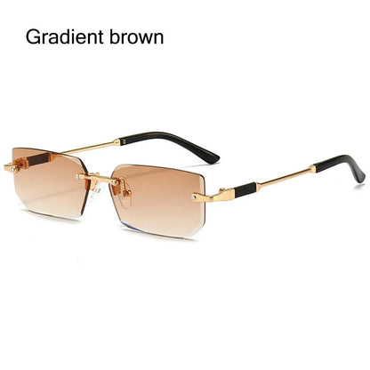 UV400 Rimless Rectangle Sunglasses Fashion Y2K Frameless Sun Glasses Shades for Women & Men