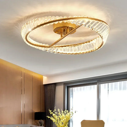 Italian Light Luxury Crystal Ceiling Lamp Postmodern Simple Round Living Room Lamp Atmospheric Bedroom Lamp New Style LED