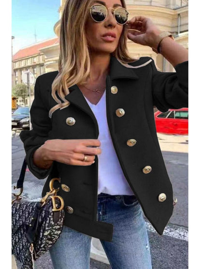 Winter Jacket Women Long Sleeve Fashion Double-breasted Blazer Casual and Loose with Lapel Office Lady Jackets for Women Coat