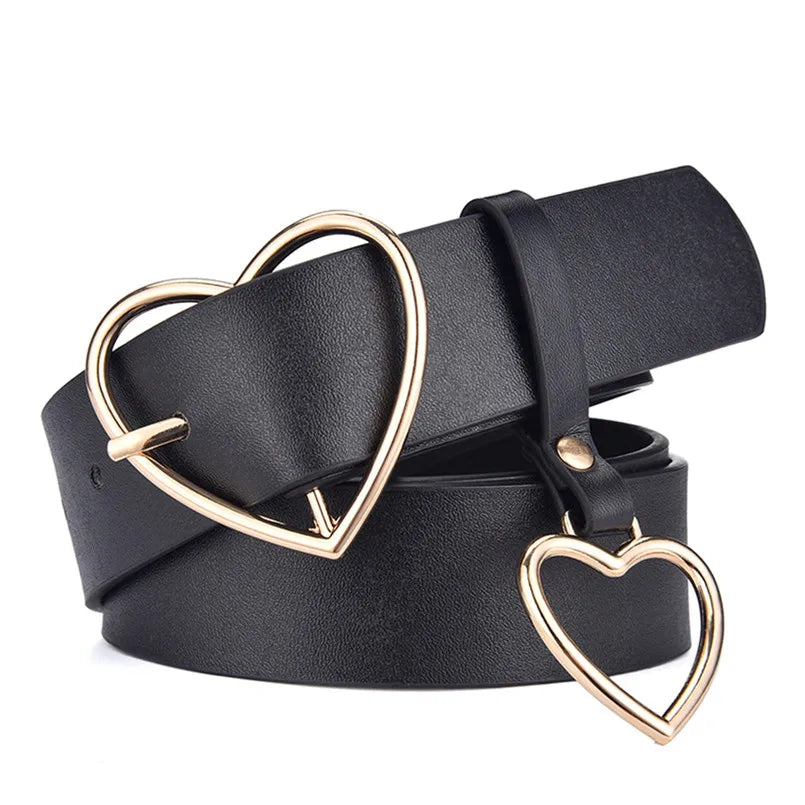 Fashion Leather Belt Metal Heart Buckle Camel White Black Retro PU Waistband Designer Cinto Feminino Pants Strap for Women Girls