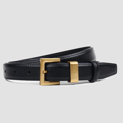 Fashion Leather Square Gold Buckle Belt Senior Minimalist Jeans Clothing Accessories Luxury Designer Brand Belt for Women