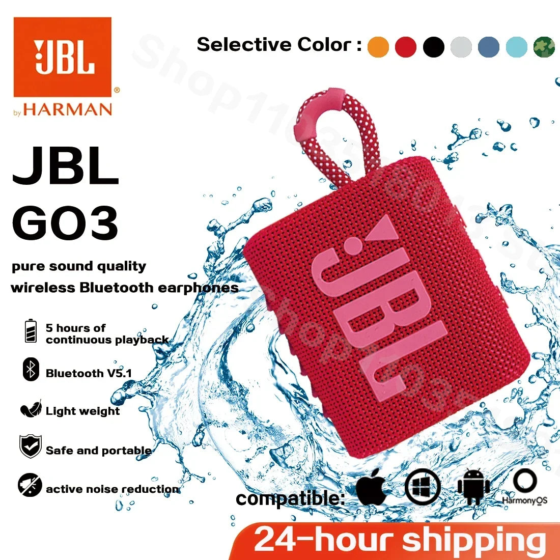 Original JBL GO 3 Wireless Bluetooth Speaker Portable Waterproof Speaker Outdoor Speakers Sports Bass party Speaker JBL GO3