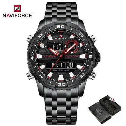 Original Brand NAVIFORCE Quartz Watch For Men  Sports Stainless Steel Strap Wrist Watches Waterproof Analog Digitals Clock 2024