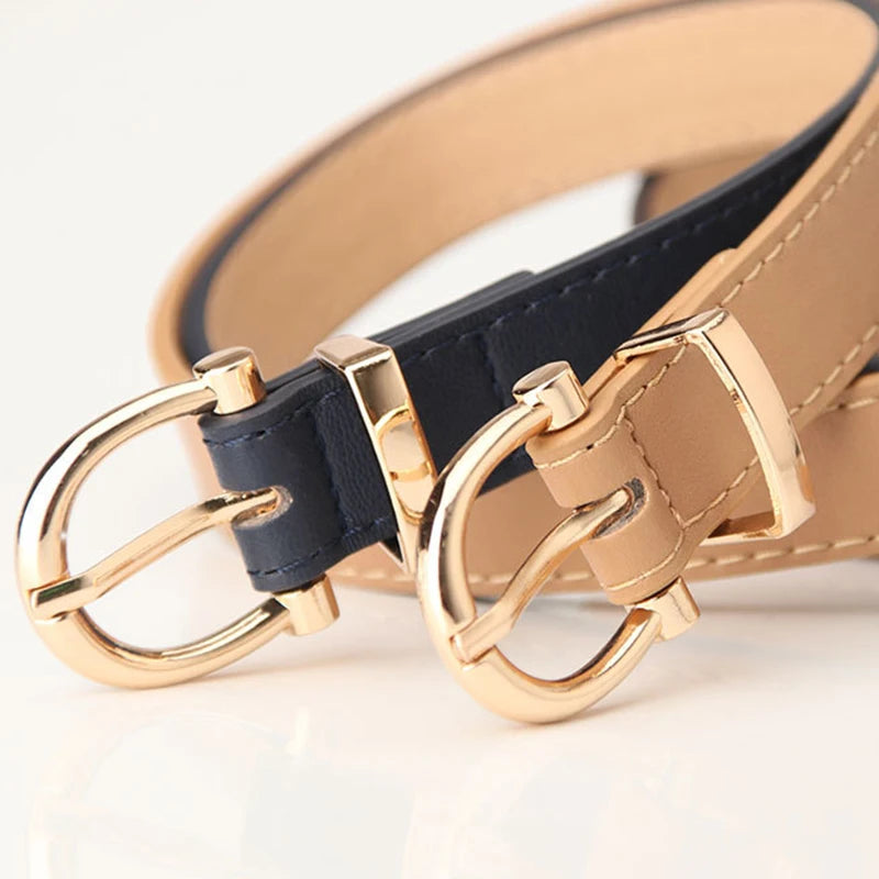 Leather Women Belts New PU Simple Metal Buckle Belt Girls Dress Jean Pants Waistband Belts for Lady Luxury Designer Brand 2023