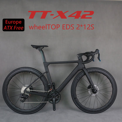 2024 Newest Style TT-X42 Bicycle Full bike Carbon Road cycle With WheelTop Wireless Electric Group Set carbon wheels