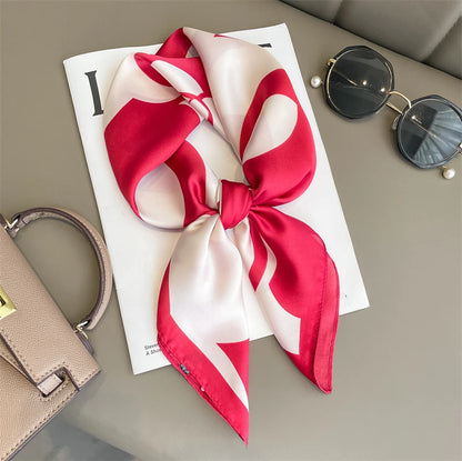 Luxury Brand Silk Square Plaid Scarf Women Satin Neck Hair Tie Band Soft work neckerchife 2021 NEW Hijab Head Female Foulard