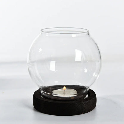 Transparent Glass Candle Holder Round Tealight Candlesticks Retro Oil Lamp Shape Candle Holder Wedding Dinner Table Decoration