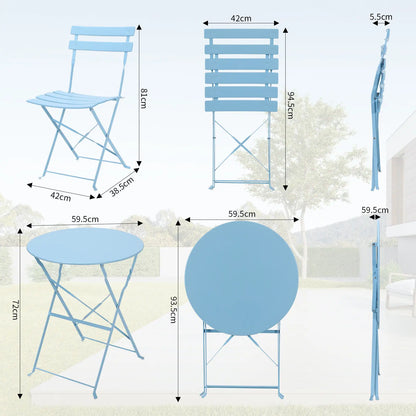 Outdoor Furniture Patio Set Bistro Table Set 3piece Steel Table And Chairs Folding Bistro Set For Lawn Balcony Backyard Yard