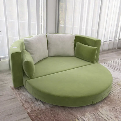 Foldable Sofa Bed Multi-Functional Special-Shaped Arc round Bed Double Balcony Living Room Sitting and Lying Two-Purpose Sofa